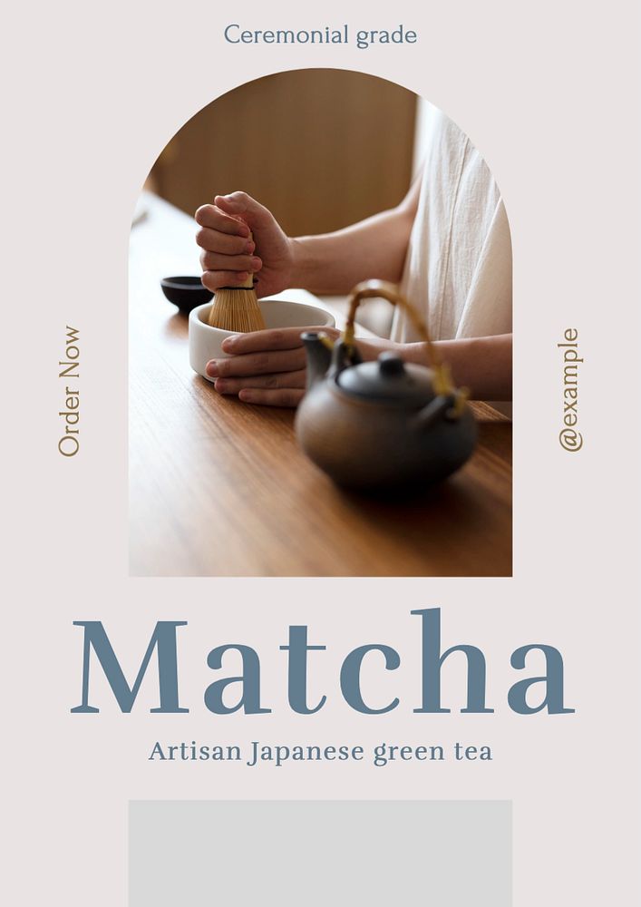 Ceremonial grade matcha poster template, editable text and design