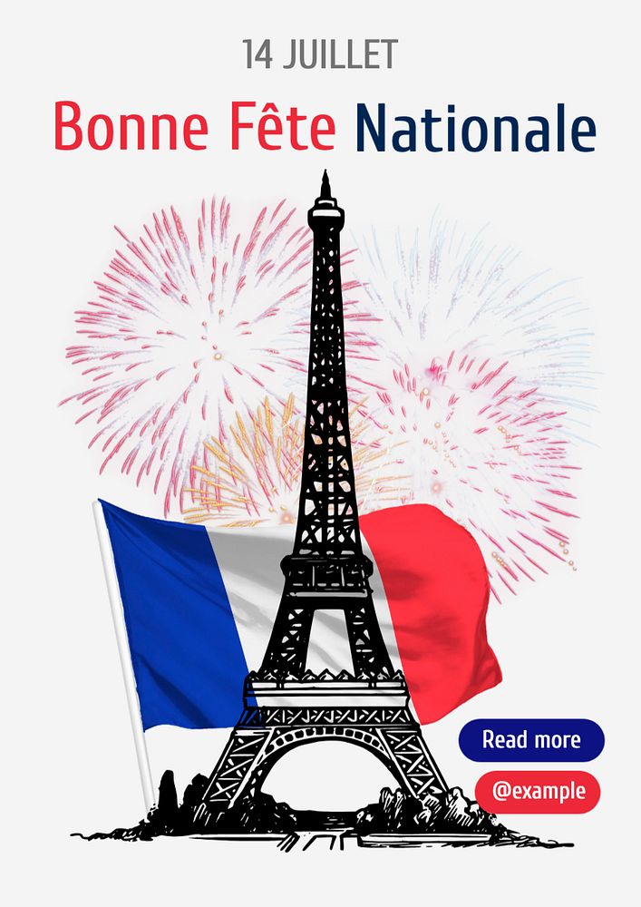 France national day poster template, editable text and design