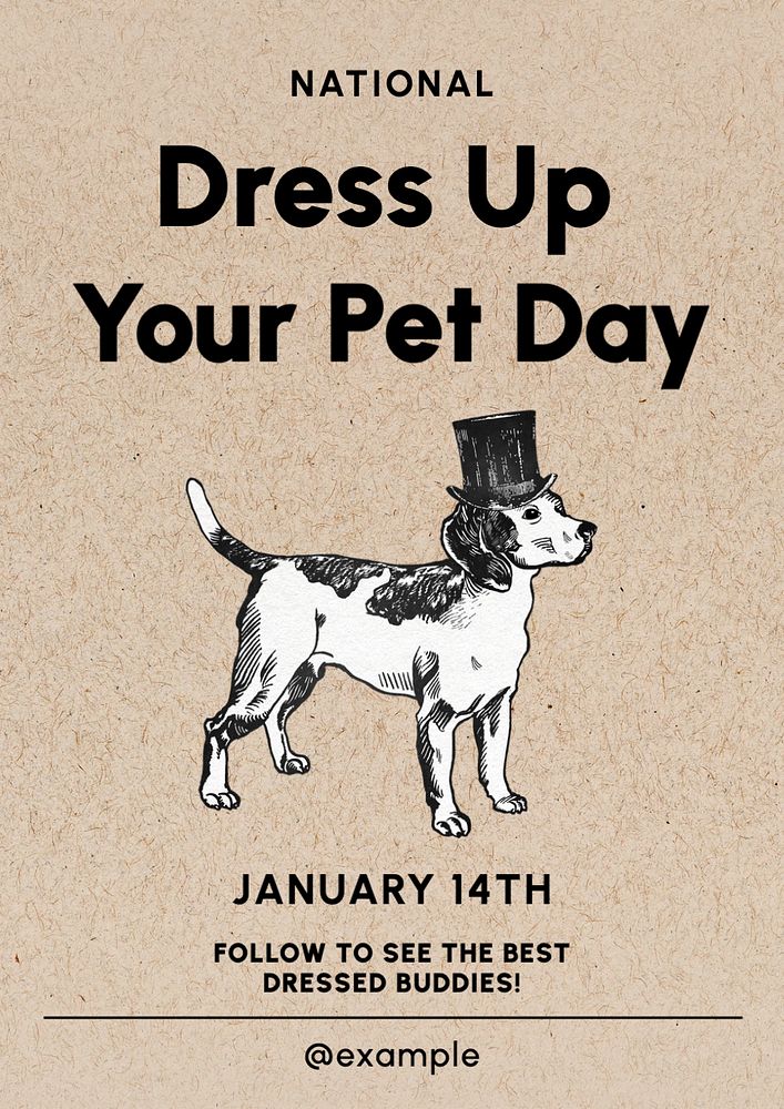 Dress up your pet day poster template, editable text and design