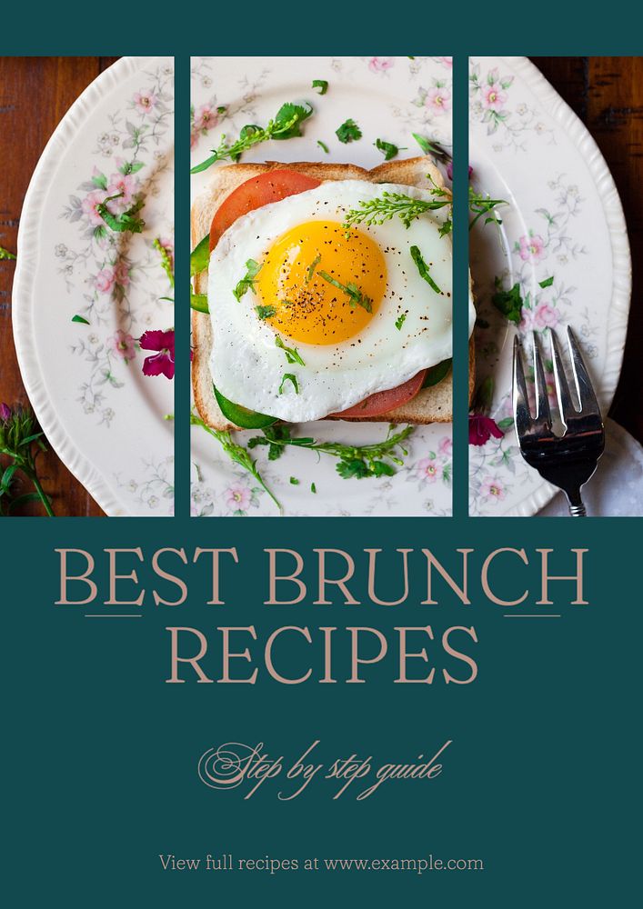 Brunch recipes poster template, editable text and design