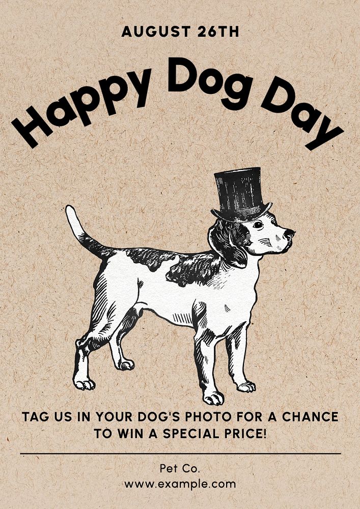 Happy dog day poster template, editable text and design