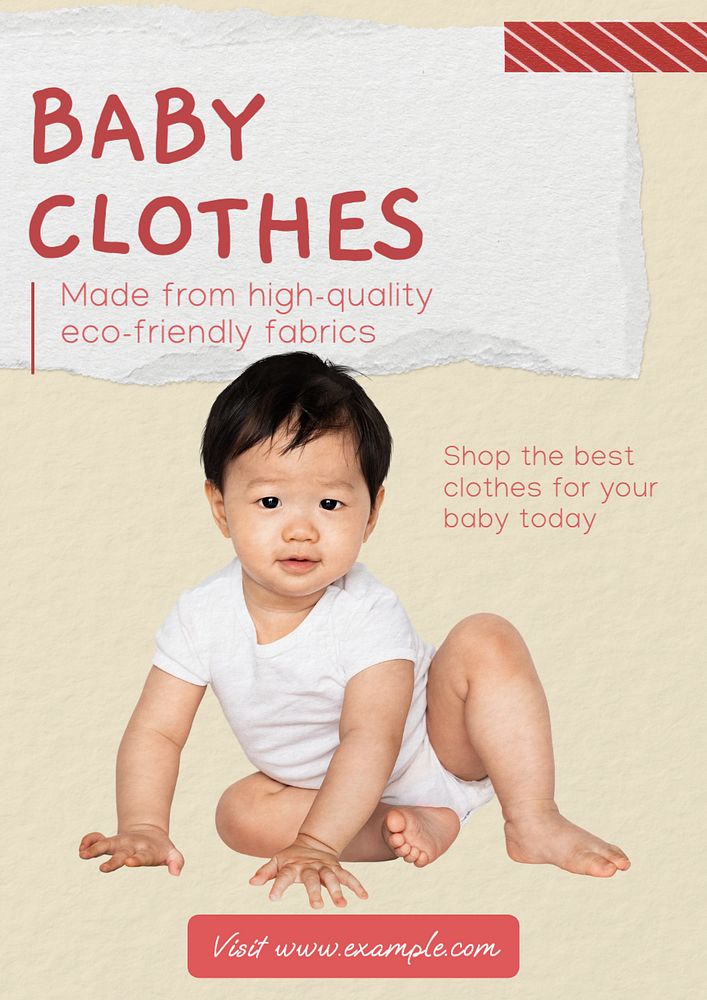 Baby clothes poster template, editable text and design