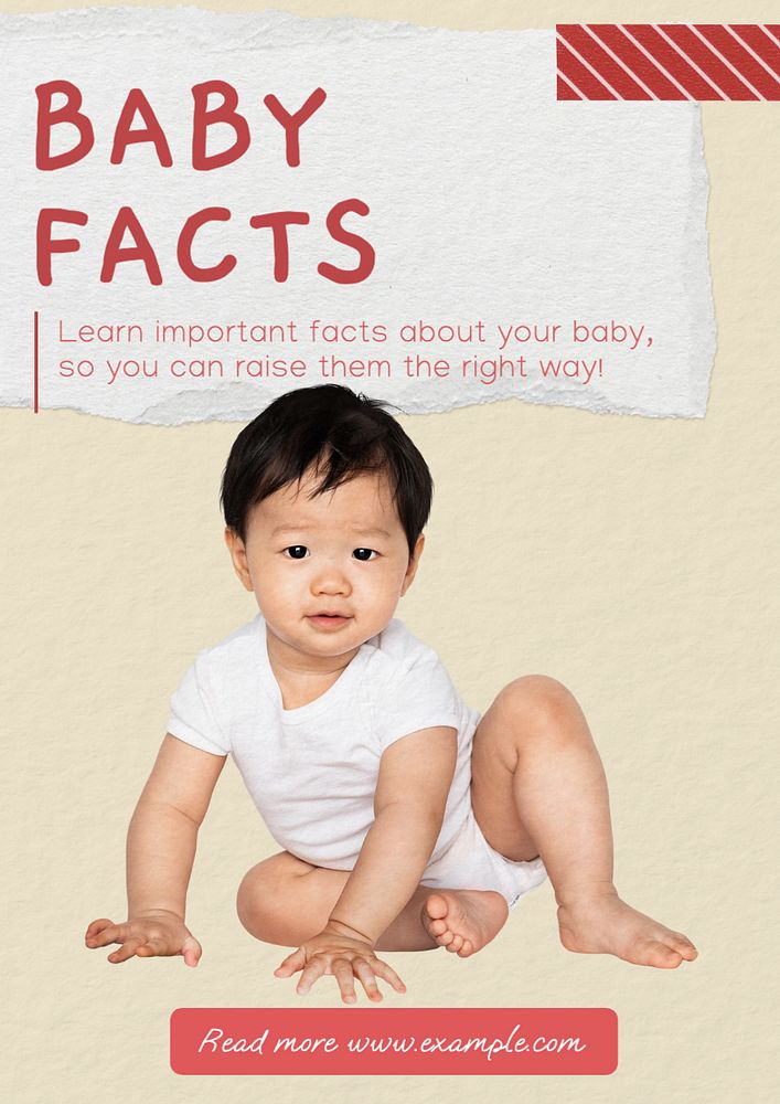 Baby facts poster template, editable text and design