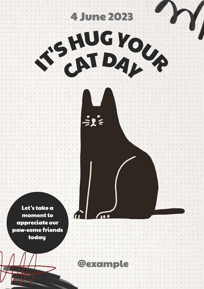 Hug your cat day poster template, editable text and design