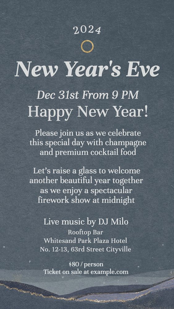 New year's eve Instagram story template, editable text