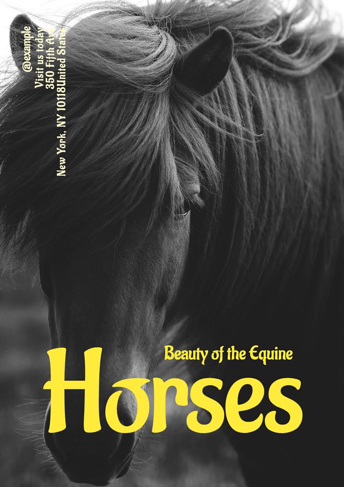 Beauty of horses poster template, editable text and design