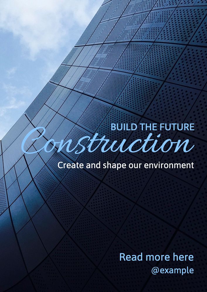 Construction poster template, editable text and design