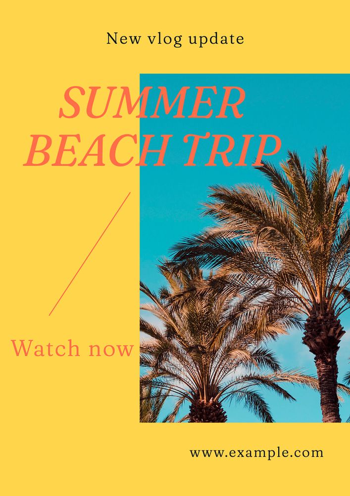 Summer beach trip poster template, editable text and design