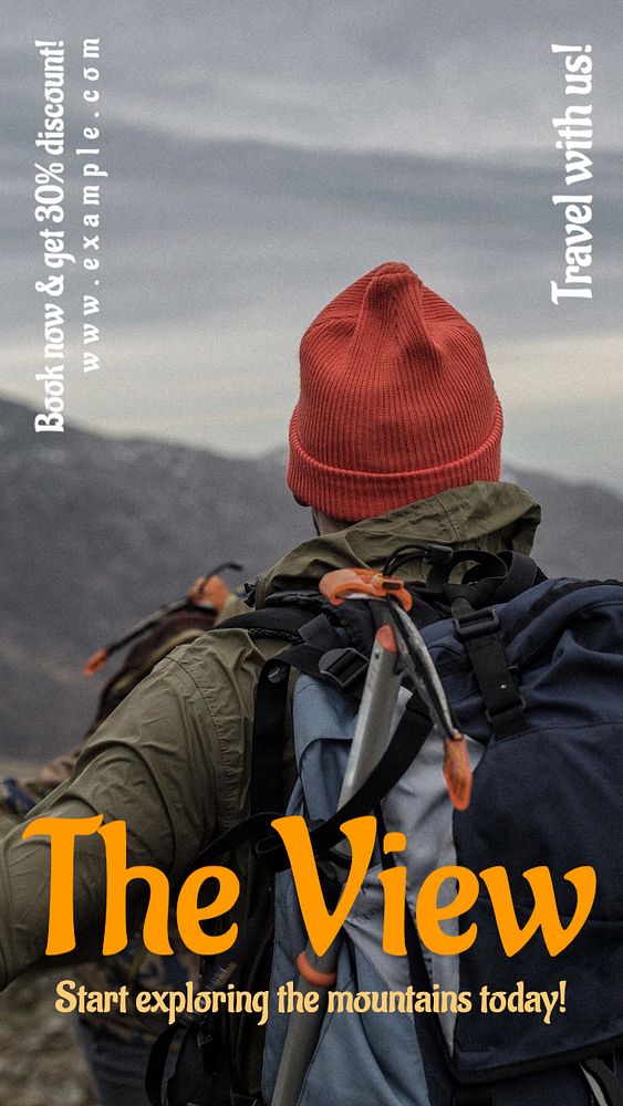 Explore the mountains Instagram story template, editable text