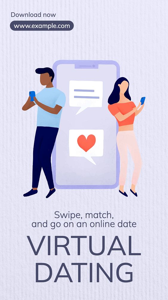 Virtual dating  Instagram story template, editable text