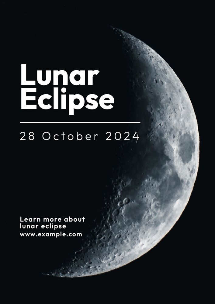 Lunar eclipse poster template, editable text and design