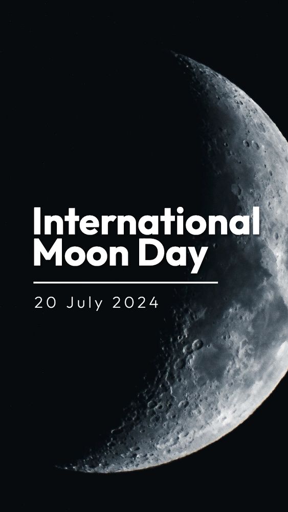 Moon day Instagram story template, editable text