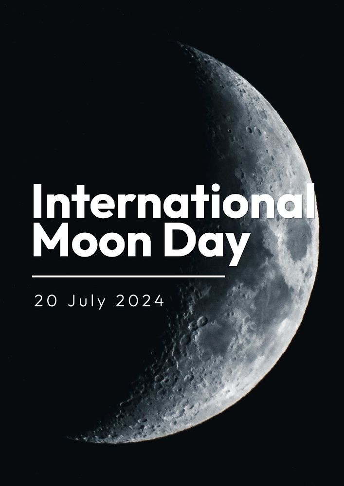 Moon day poster template, editable text and design