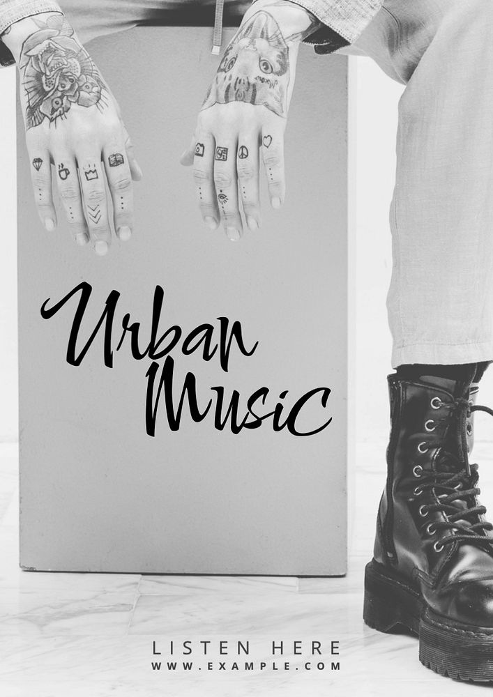 Urban music poster template, editable text and design