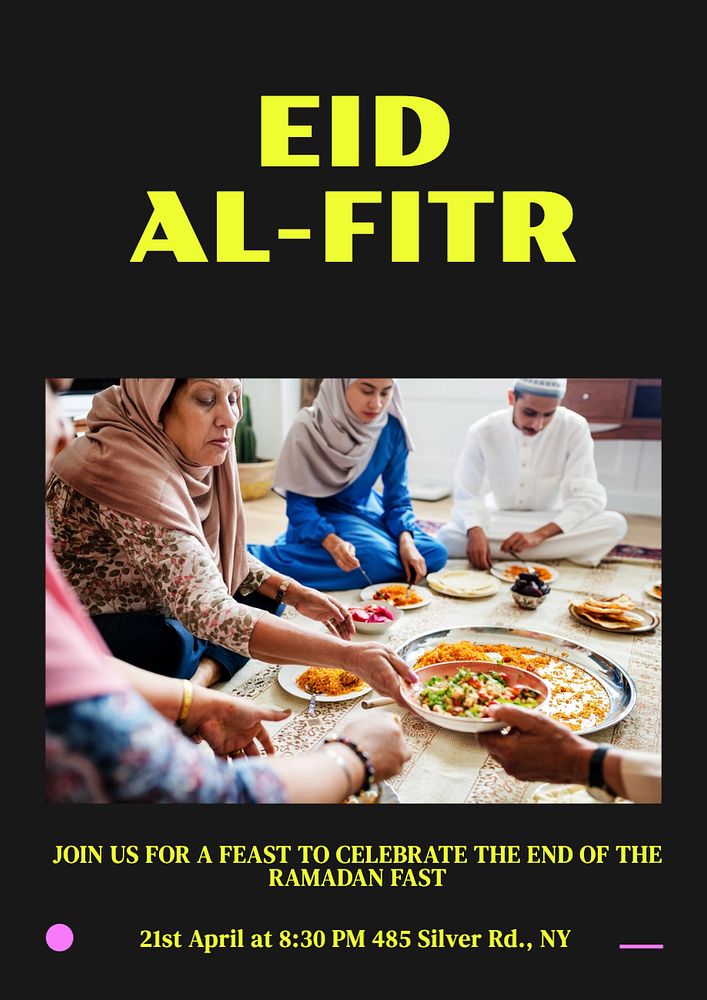 Eid al-Fitr poster template, editable text and design