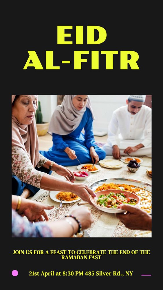 Eid al-Fitr Instagram story template, editable text