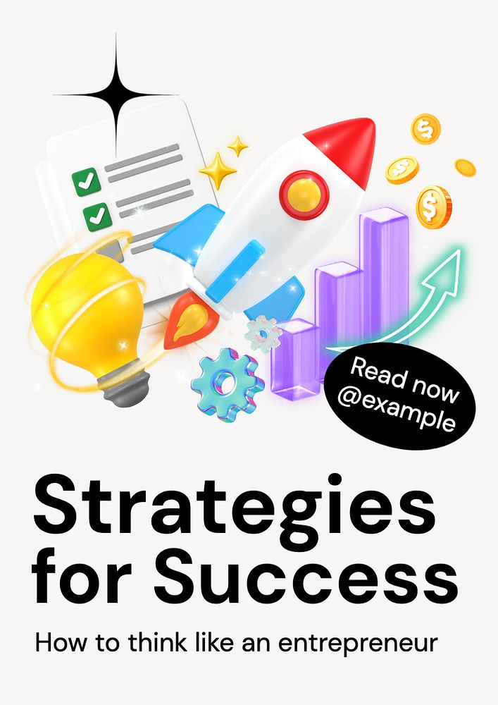 Strategies for success  poster template, editable text and design