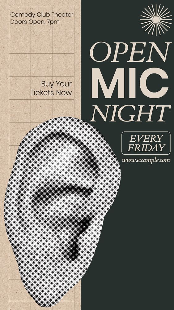 Open mic night Instagram story template, editable text