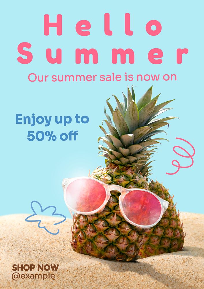 Summer sale  poster template, editable text and design