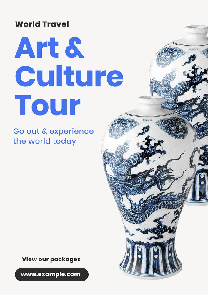 Art & culture tour poster template, editable text and design