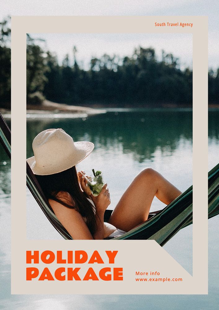 Holiday package  poster template, editable text and design