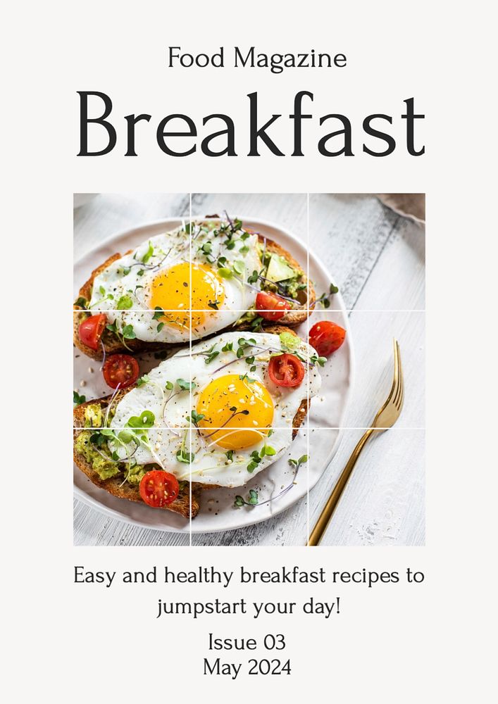 Breakfast recipes poster template, editable text and design