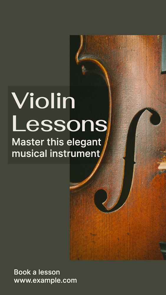 Violin lessons  Instagram story template, editable text