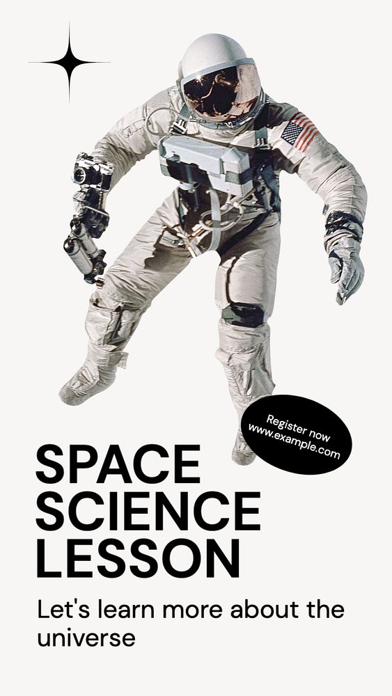 Space science lesson  Instagram story template, editable text