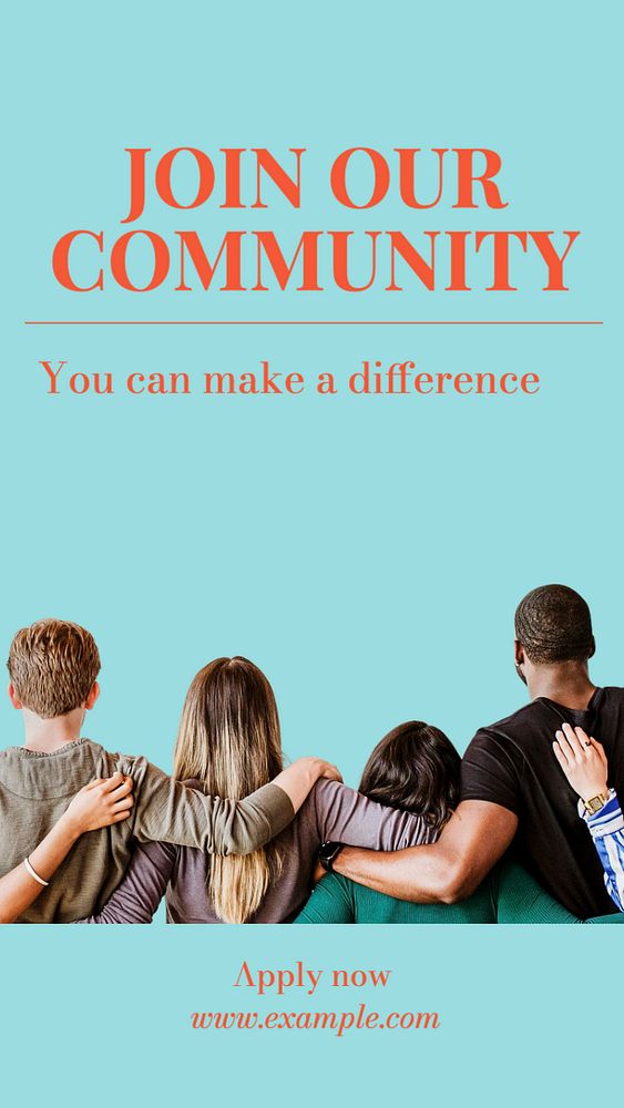 Join our community Instagram story template, editable text