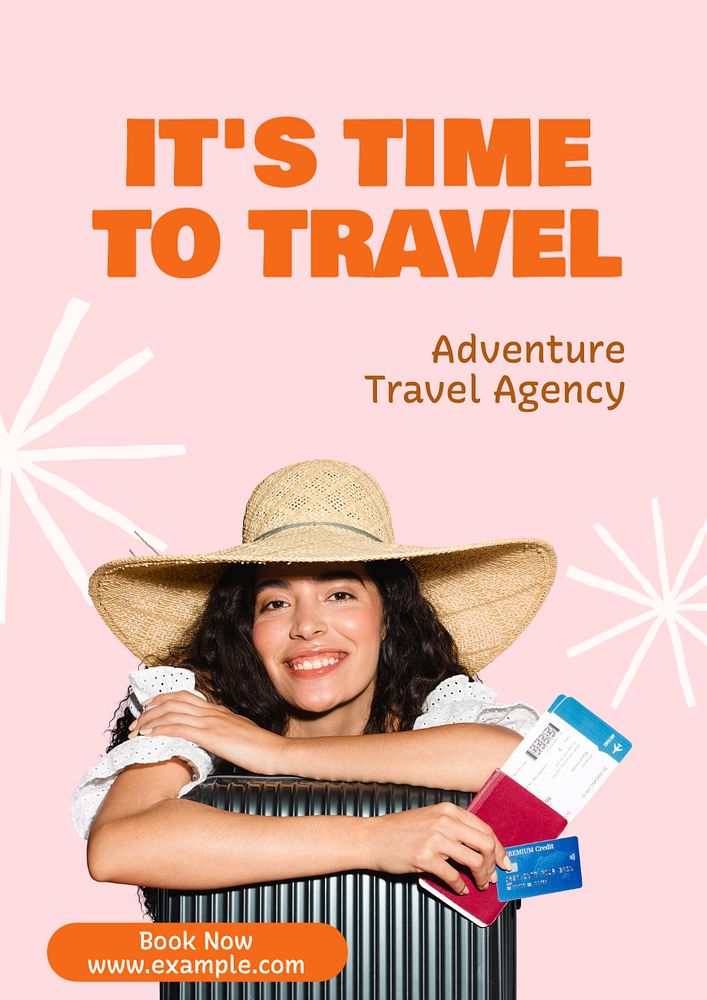 Travel agency  poster template, editable text and design