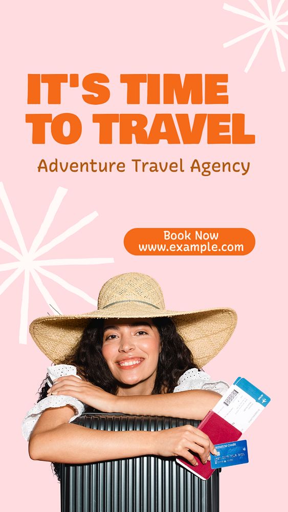 Travel agency  Instagram story template, editable text