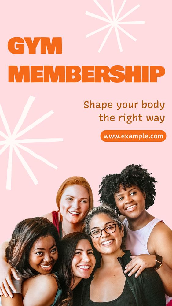 Gym membership  Instagram story template, editable text