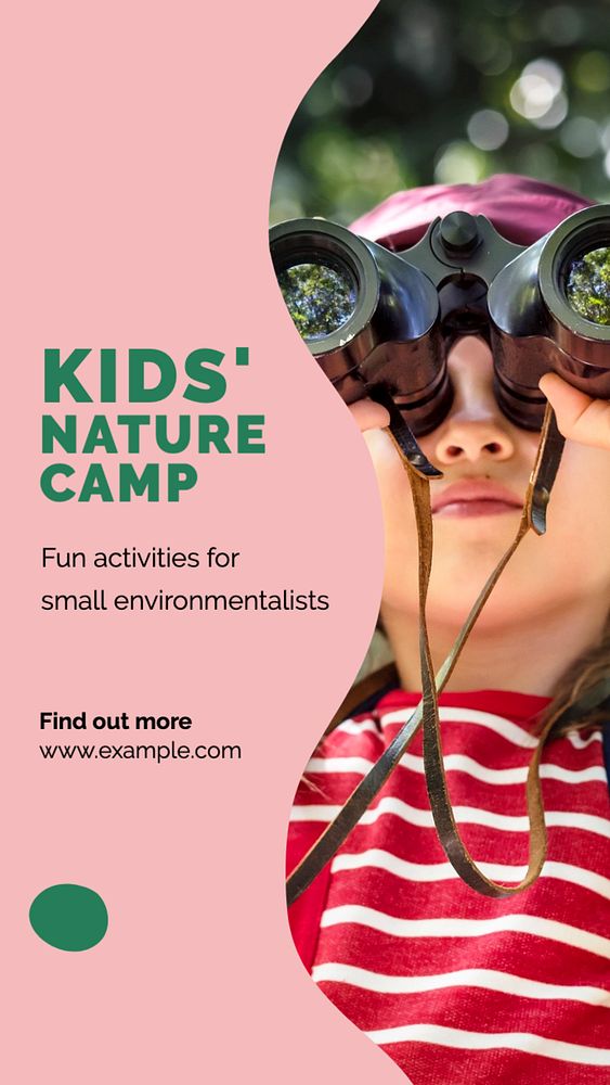 Kids nature camp  Instagram story template, editable text