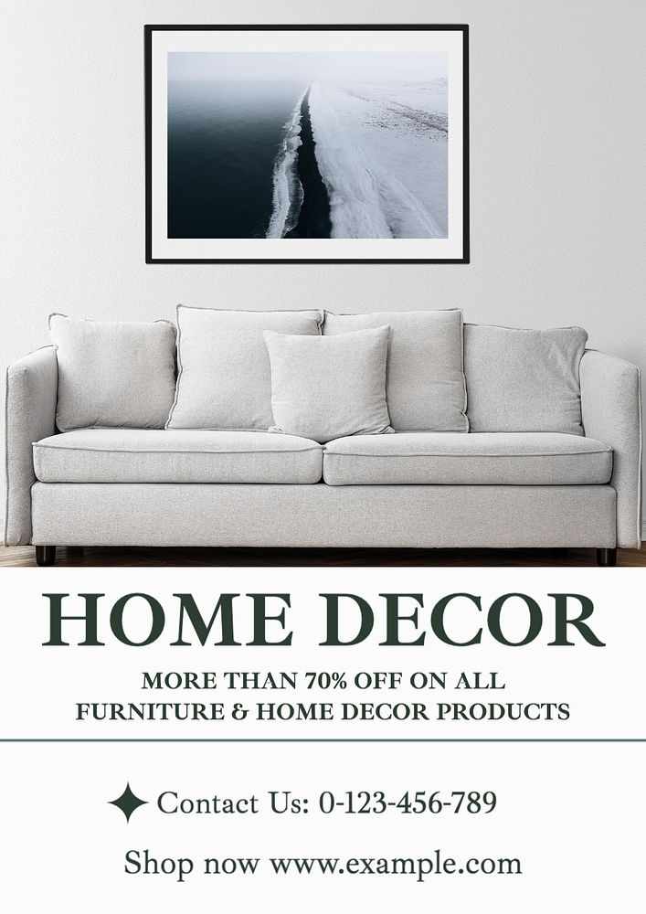 Home decor  poster template, editable text and design