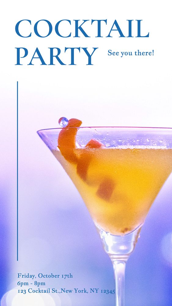 Cocktail party  Instagram story template, editable text