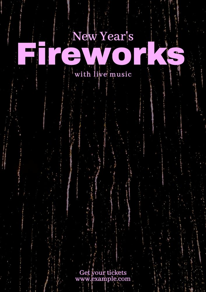 New Year's fireworks poster template, editable text and design