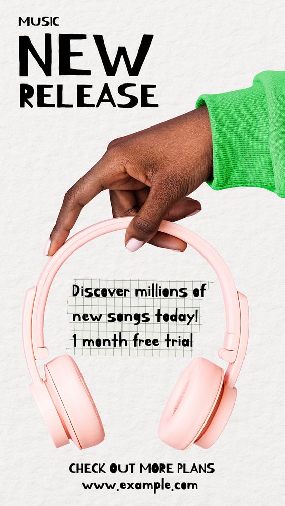 Music release  Instagram story template, editable text