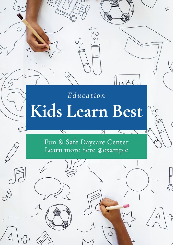 Kids learn  poster template, editable text and design