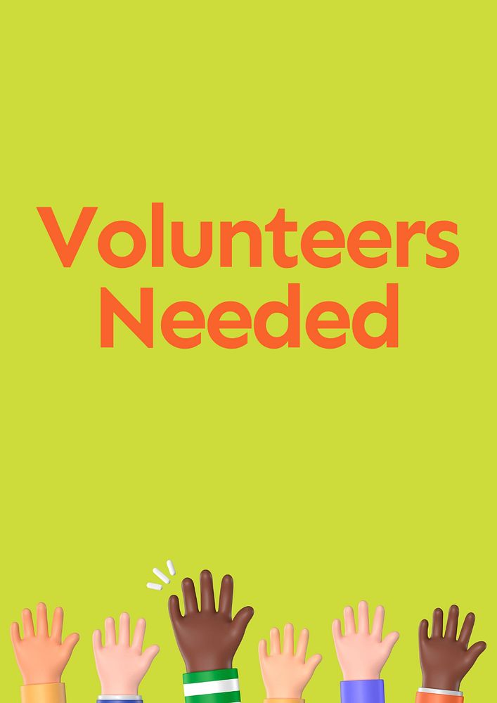 Volunteer needed poster template, editable text and design