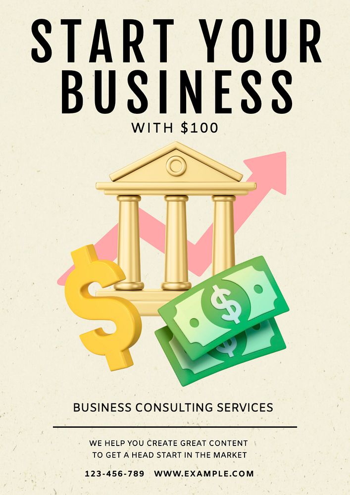 Business consultation poster template, editable text and design