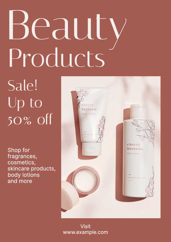 Beauty product sale  poster template, editable text and design