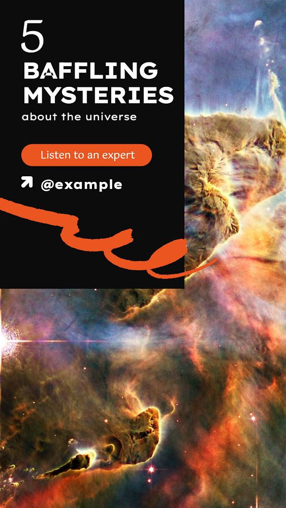 Baffling universe mysteries  Instagram story template, editable text