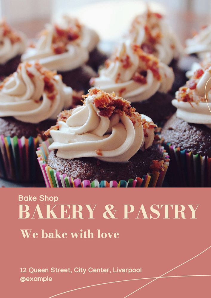 Bakery & pastry  poster template, editable text and design