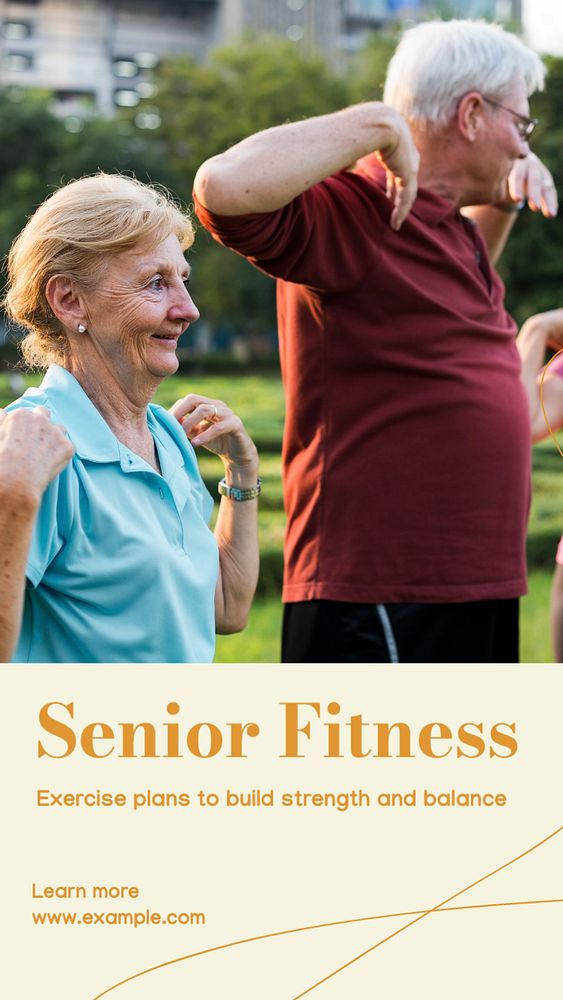 Senior fitness  Instagram story template, editable text