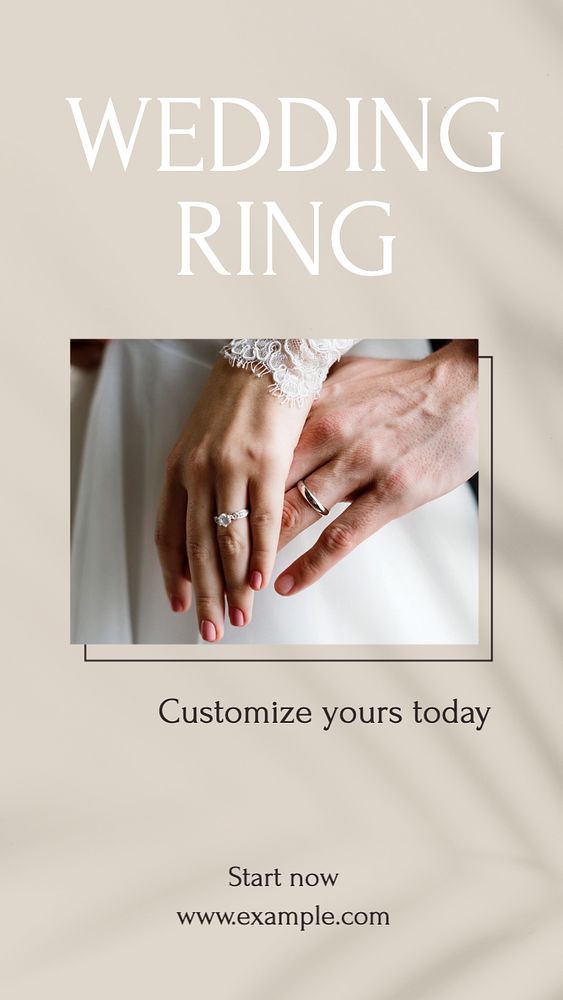Wedding rings  Instagram story template, editable text