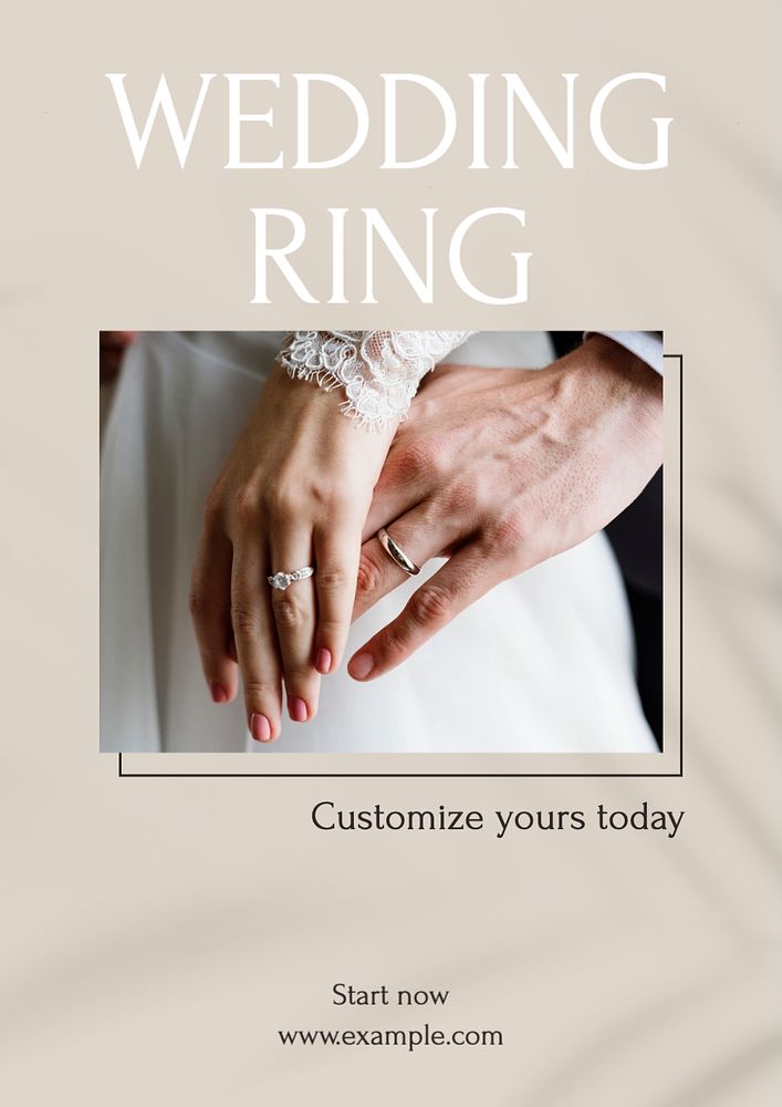 Wedding rings  poster template, editable text and design