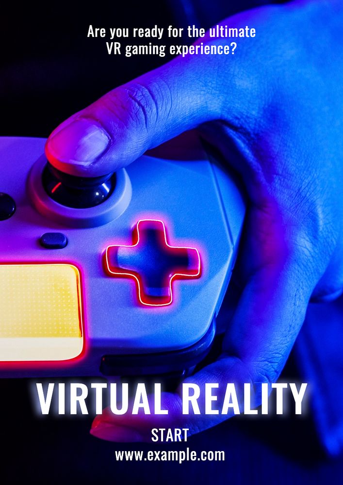 Virtual reality  poster template, editable text and design