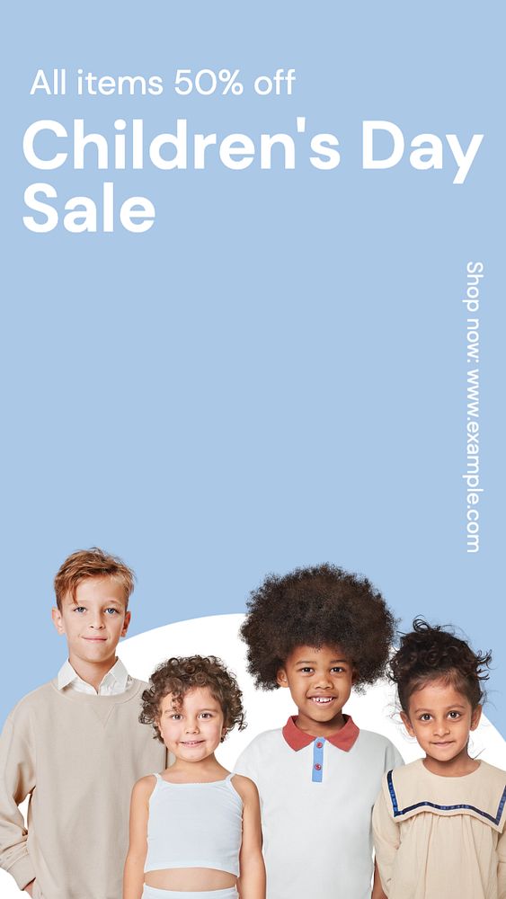 Children's day sale  Instagram story template, editable text