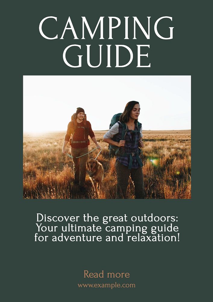 Camping guide poster template, editable text and design