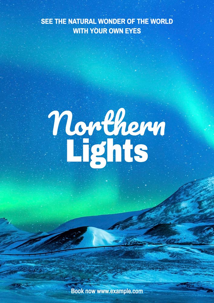 Northern Lights tour poster template, editable text and design